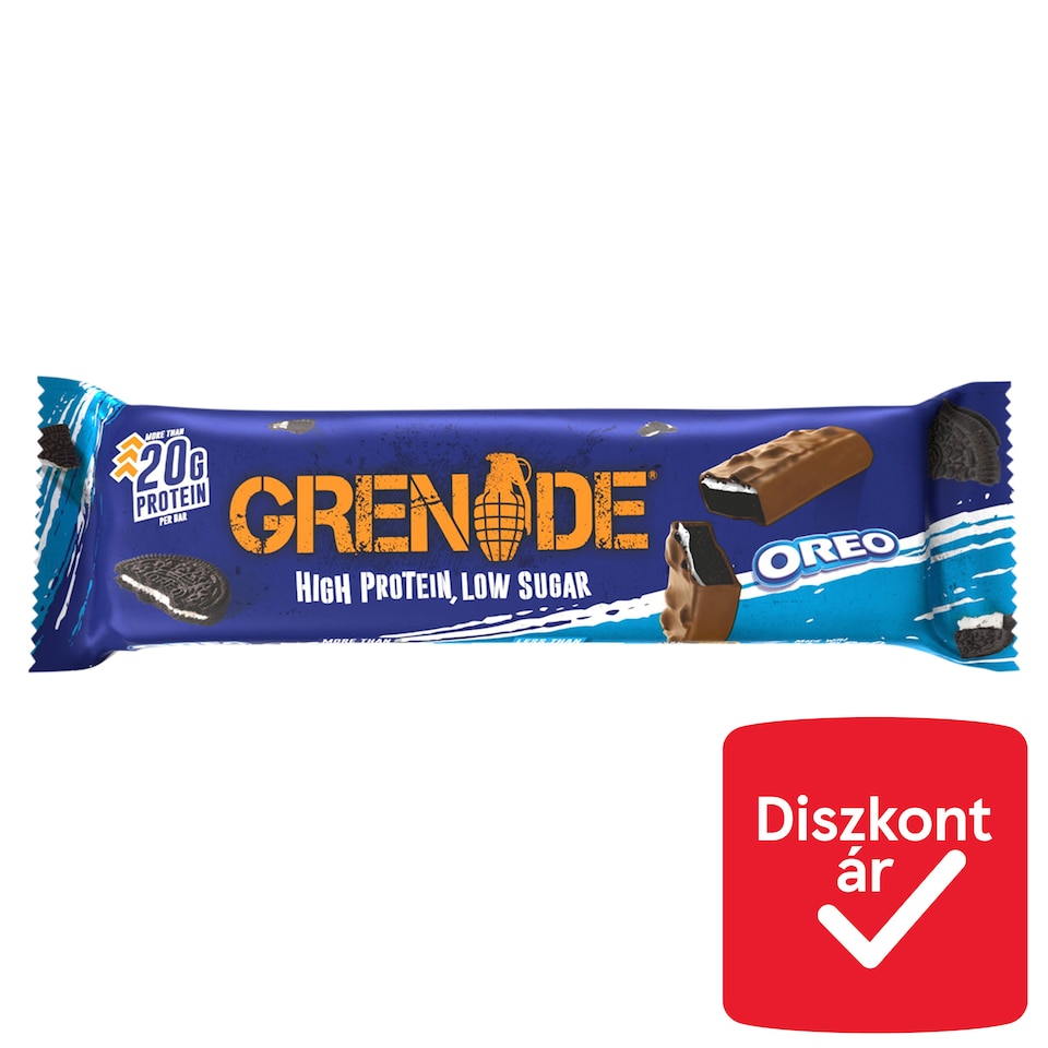 image 1 of Grenade Oreo Cocoa and Vanilla Flavoured Protein Bar with Biscuit Pieces and Sweeteners 60 g