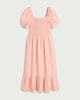 image 4 of F&F Shirred Puff Sleeved Midi Dress in Pink