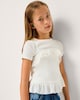 image 2 of F&F Girls Short Sleeved Lace Trim Top in White