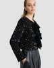 image 4 of F&F Faux Velvet Sequin Embellished Bow Jacket in Black