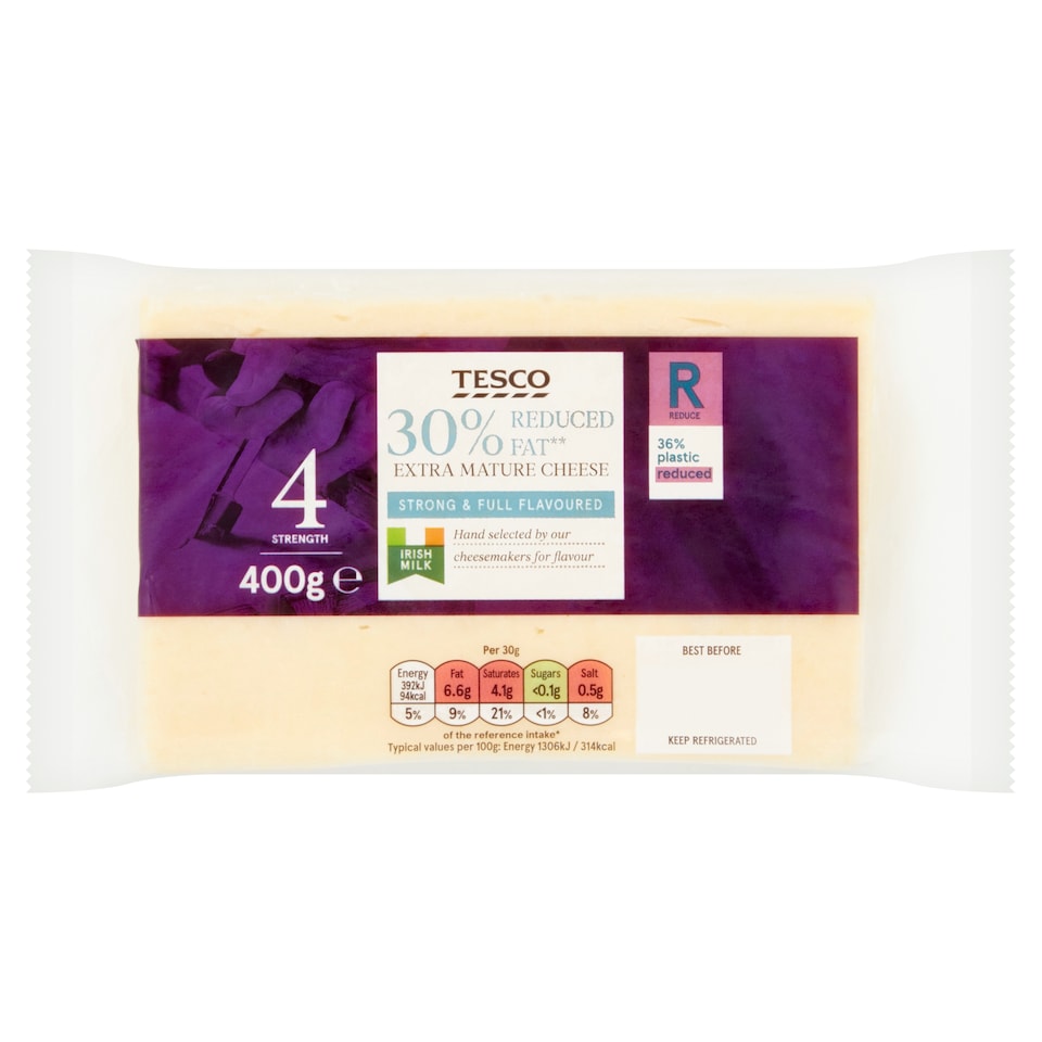 Tesco 30% Reduced Fat Extra Mature Cheese 400G