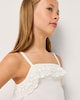 image 3 of F&F Girls Short Sleeved Lace Trim Top in White