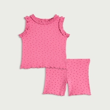 F&F Baby 2-Piece Cotton Rich Polka Dot Set in Pink