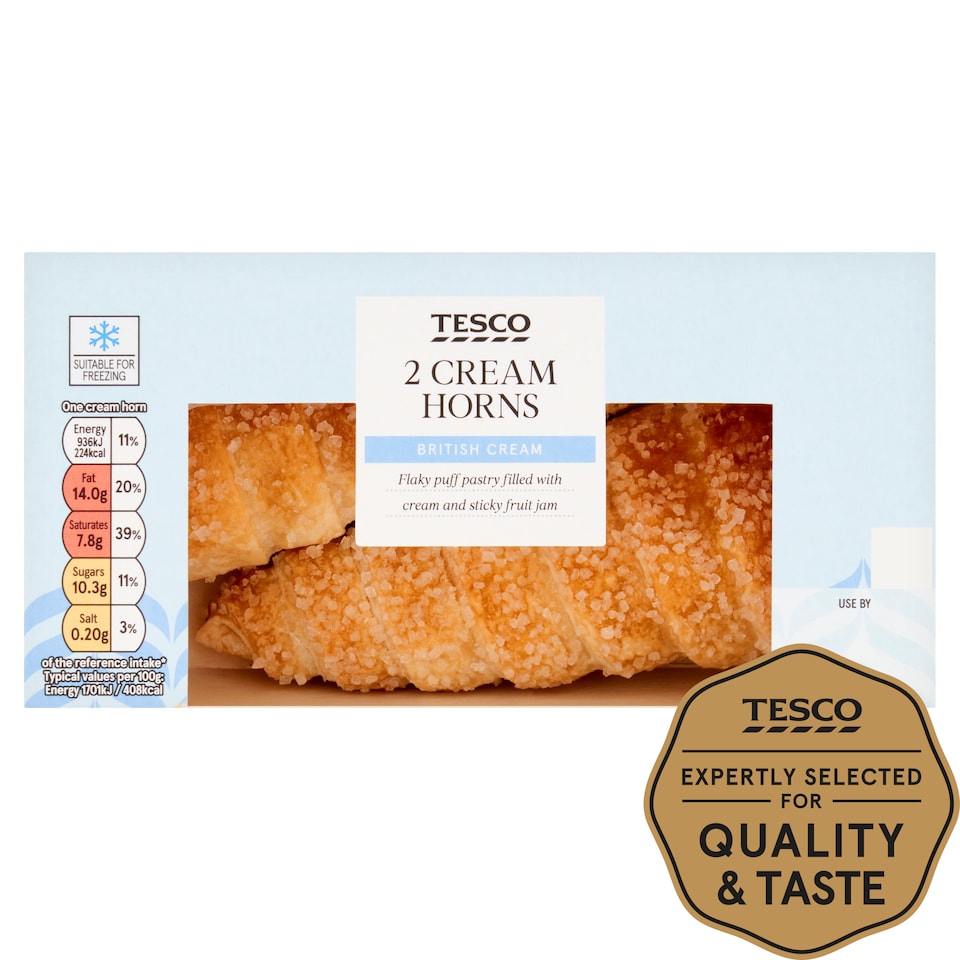 Tesco Fresh Cream Horns 2 Pack, 110 G