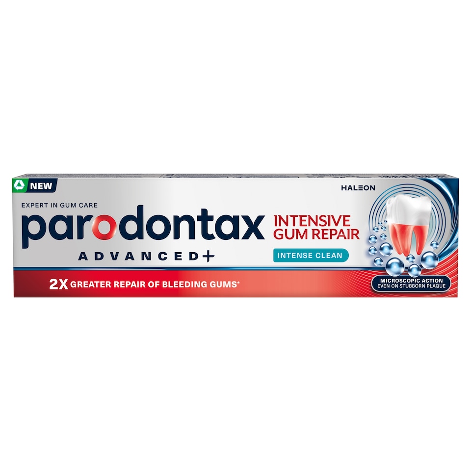 Obrázek 1 pro produkt Parodontax Advanced+ Intensive Gum Repair Intense Clean zubní pasta s fluoridem 75ml