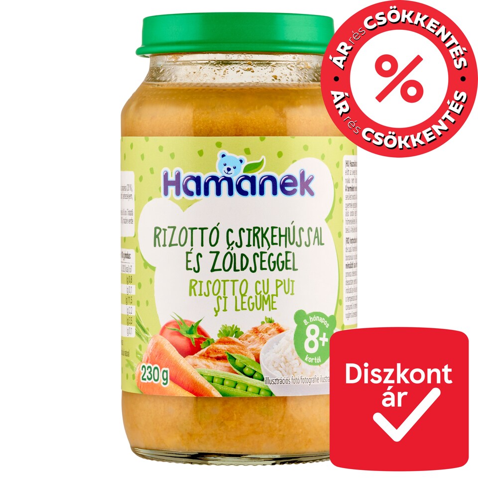 Hamánek rizottó csirkehússal és zöldséggel bébiétel 8+ hónapos kortól 230 g