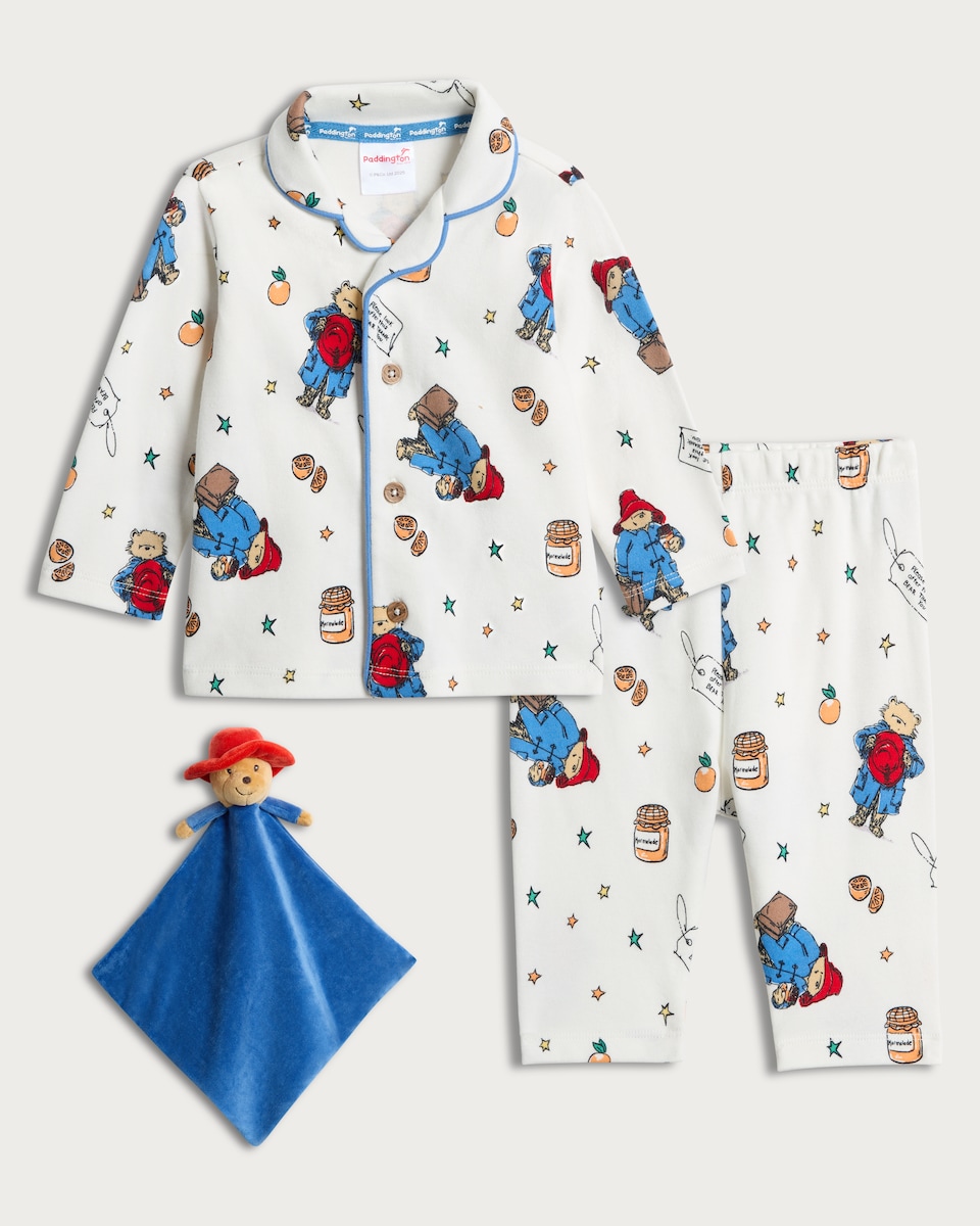 image 1 of Paddington Bear 3-Piece Pyjamas and Comforter Set in White