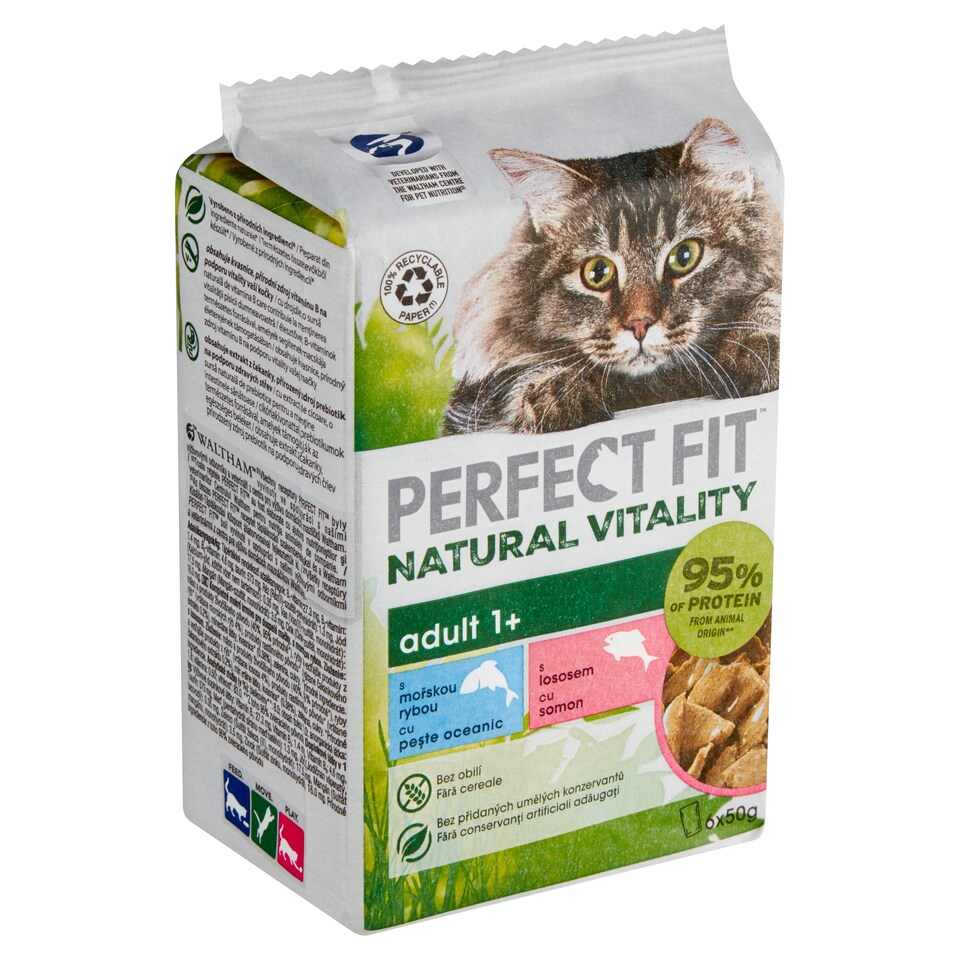 image 1 of Perfect Fit Natural Vitality Adult 1+ s mořskou rybou a lososem 6 x 50g (300g)