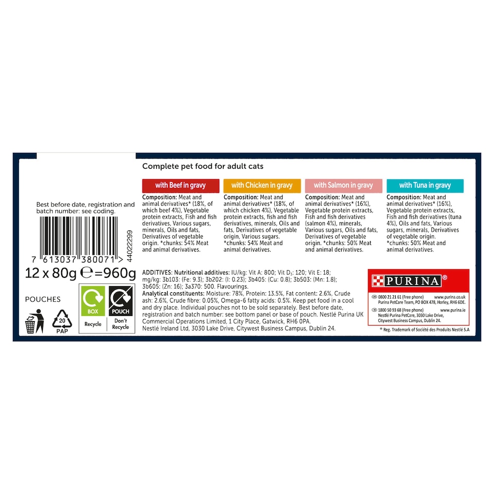 image 1 of FELIX Tasty Shreds Mixed Selection in Gravy Wet Cat Food 12x80g