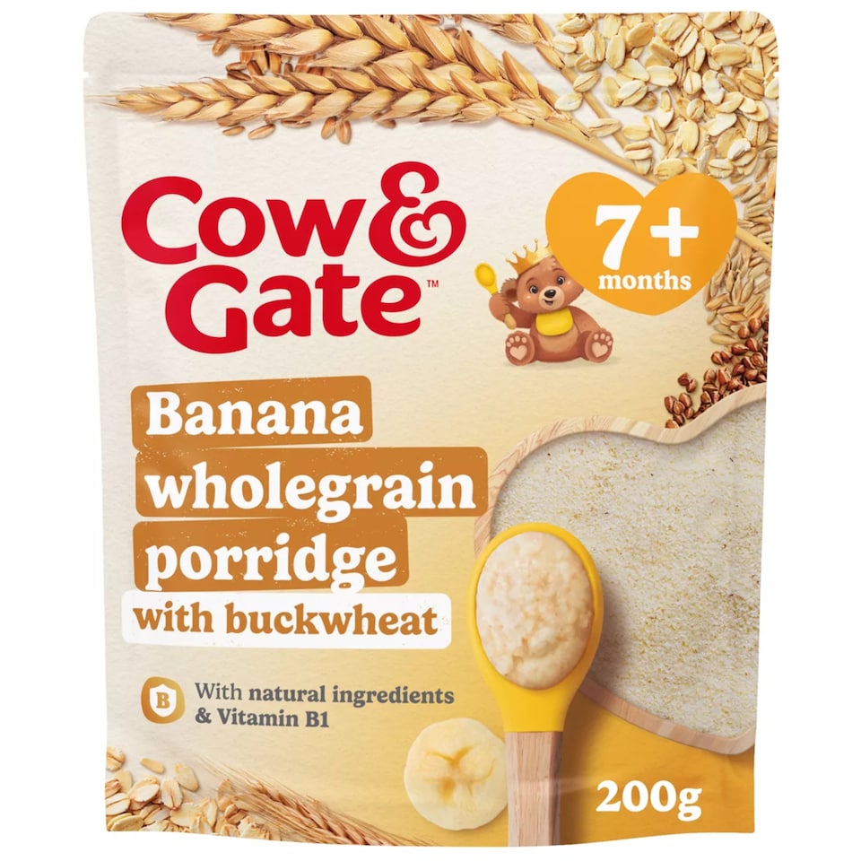 image 1 of Cow And Gate Banana Wholegrain Porridge Baby Cereal From 7 Month 200G