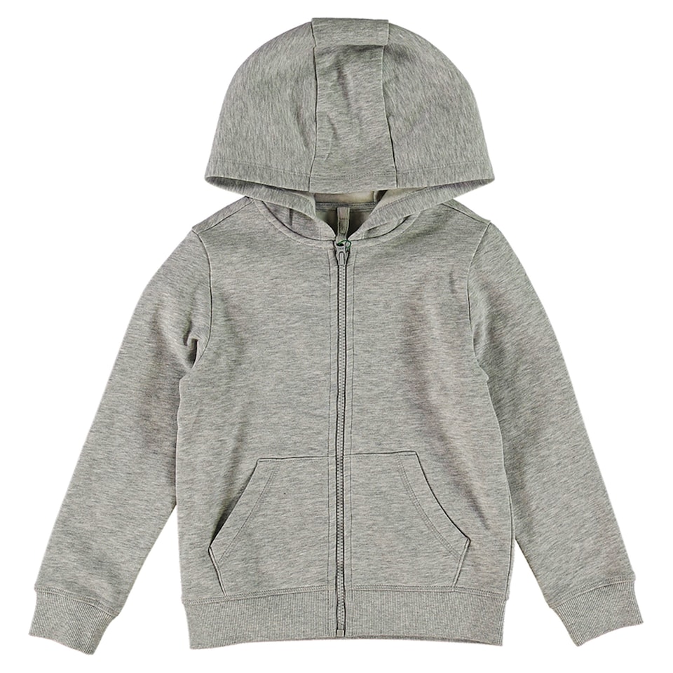 F&F School Unisex Cotton Rich Zip-Up Hoodie in Grey Marl