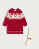 image 1 of F&F Baby 2-Piece Knitted Bow Pattern Dress and Tights Set in Red
