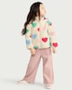 image 2 of F&F Girls Fleece Heart Print Jacket in Multi