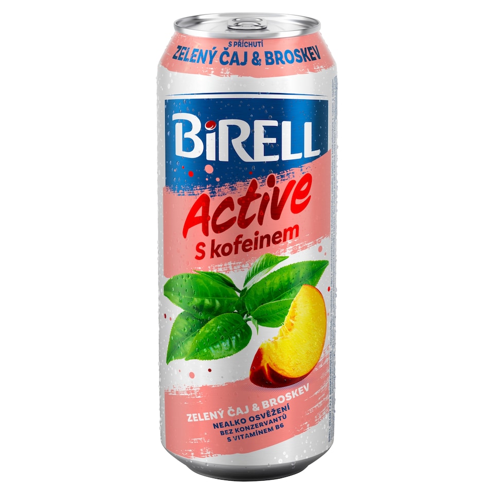 Birell Active S příchutí zelený čaj & broskev s kofeinem 0,5l