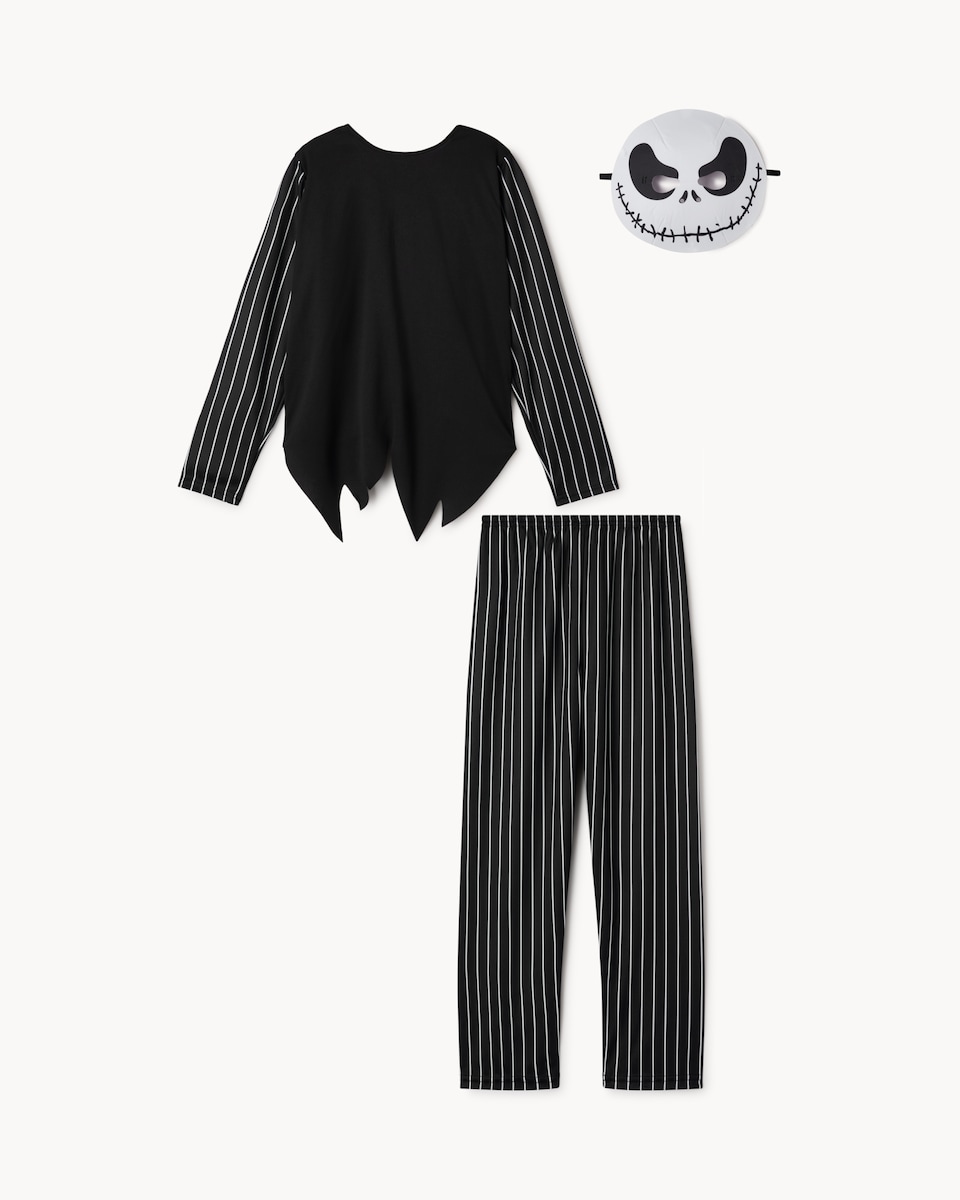 image 1 of Jack Skellington Halloween Fancy Dress Costume in Black
