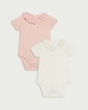 image 1 of F&F Baby 2-Pack Pure Organic Cotton Broderie Collar Bodysuits in Pink