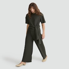 F&F Crinkle Wide Leg Co-ord Trousers in Olive