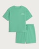 image 4 of F&F Boys 2-Piece Cotton Rich Waffle Textured T-Shirt and Shorts Set in Green