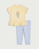 image 1 of F&F Baby 2-Piece Bear Hug T-shirt & Legging Set in Yellow