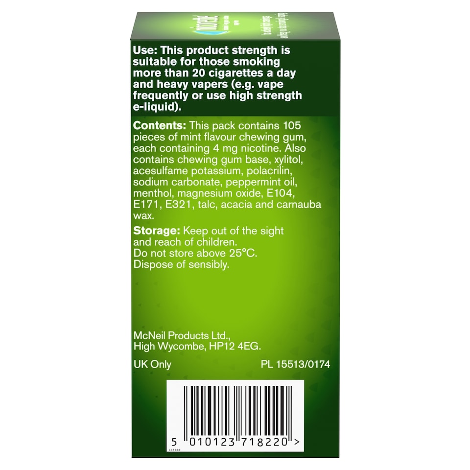 image 1 of Nicorette Stop Smoking Aid 4mg Nicotine Gum - Freshmint 105s