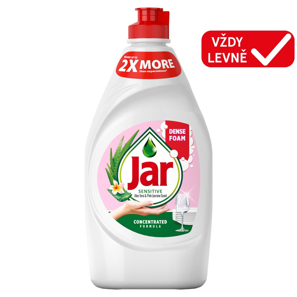 Jar Sensitive Washing Up Liquid Aloe Vera & Pink Jasmine Mild on Hands 450 ML