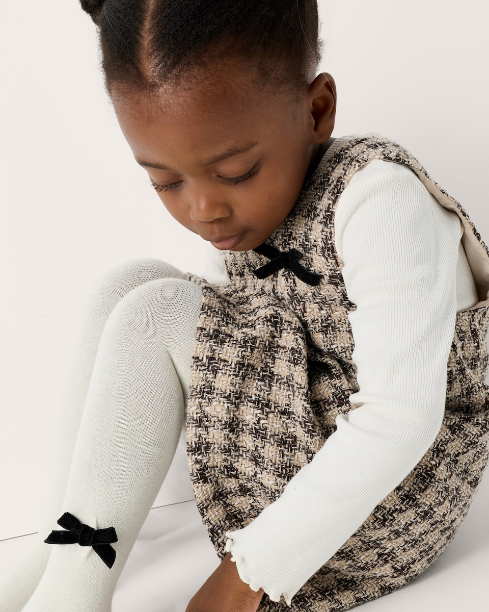image 1 of F&F Girls Check Pinafore, Top and Tights Set in Multi