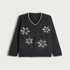 F&F Knitted Snowflake Embellished Jumper in Grey