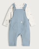 image 1 of F&F Baby 2-Piece Pure Cotton Dungarees and Bodysuit Set in Multi
