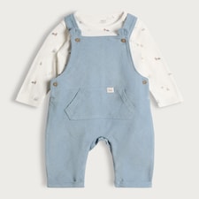 F&F Baby 2-Piece Pure Cotton Dungarees and Bodysuit Set in Multi