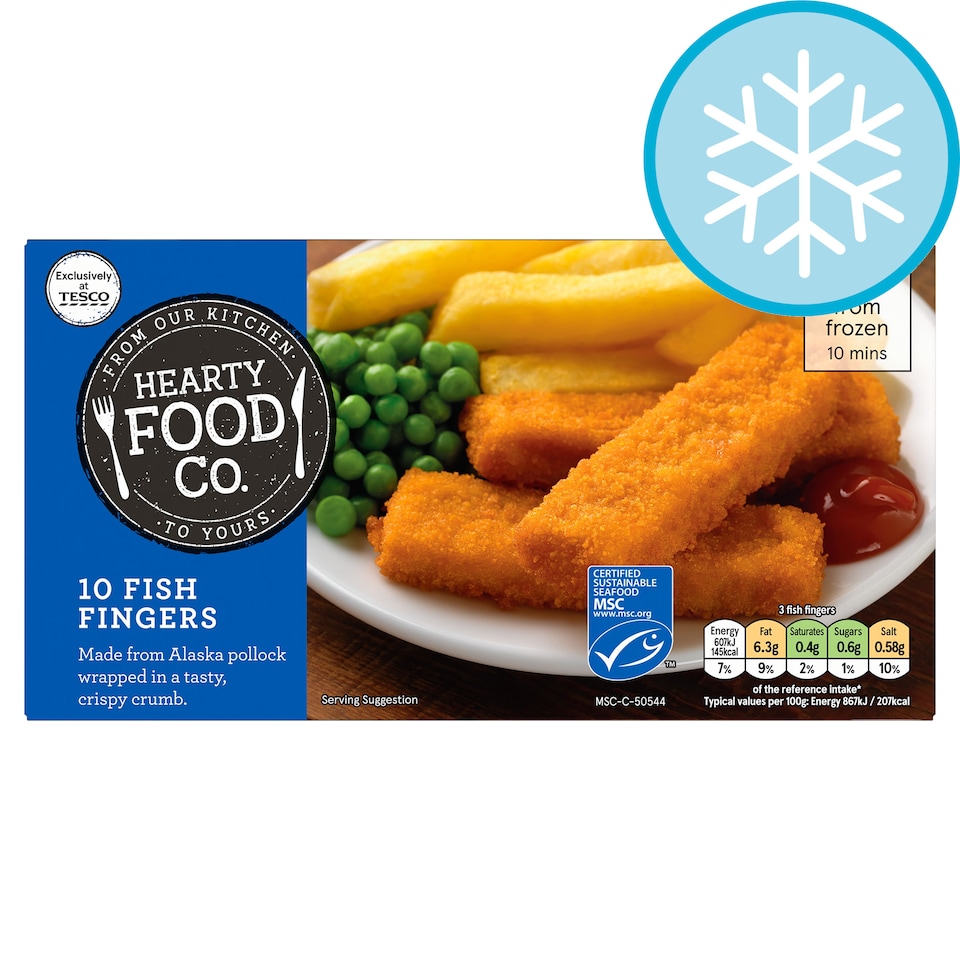 Hearty Food Co Fish Fingers 10 Pack 250g