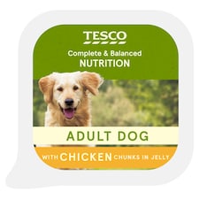 Tesco Adult Dog Chicken in Jelly Tray 300g