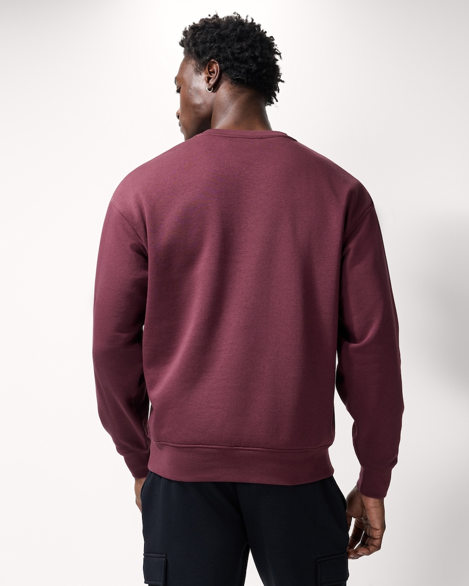 image 1 of F&F Active EVERYHOUR Cotton Rich Crew Neck Sweatshirt in Burgundy