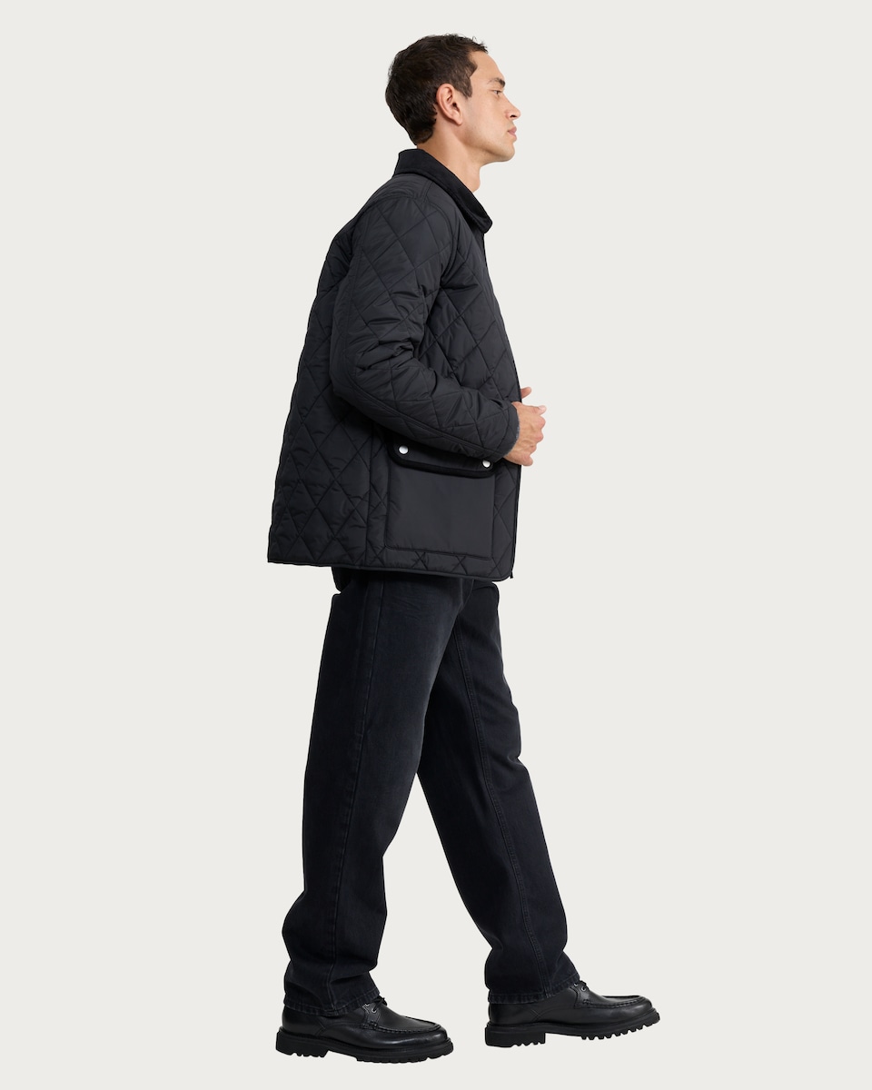 image 1 of F&F Padded Diamond Quilted Jacket in Black