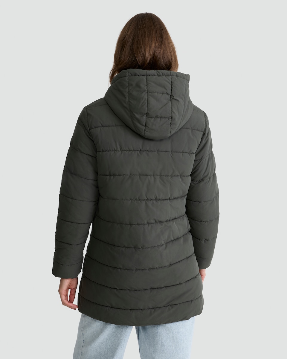 image 1 of F&F Quilted Shower Resistant Coat in Khaki