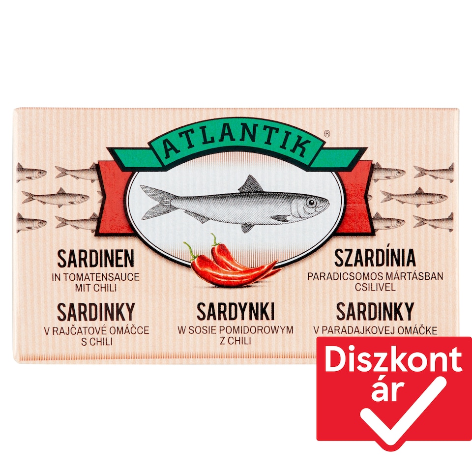 Atlantik szardínia paradicsomos mártásban csilivel 125 g