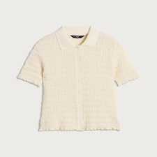 F&F Crinkle Textured Button Up Co-ord Shirt in Cream
