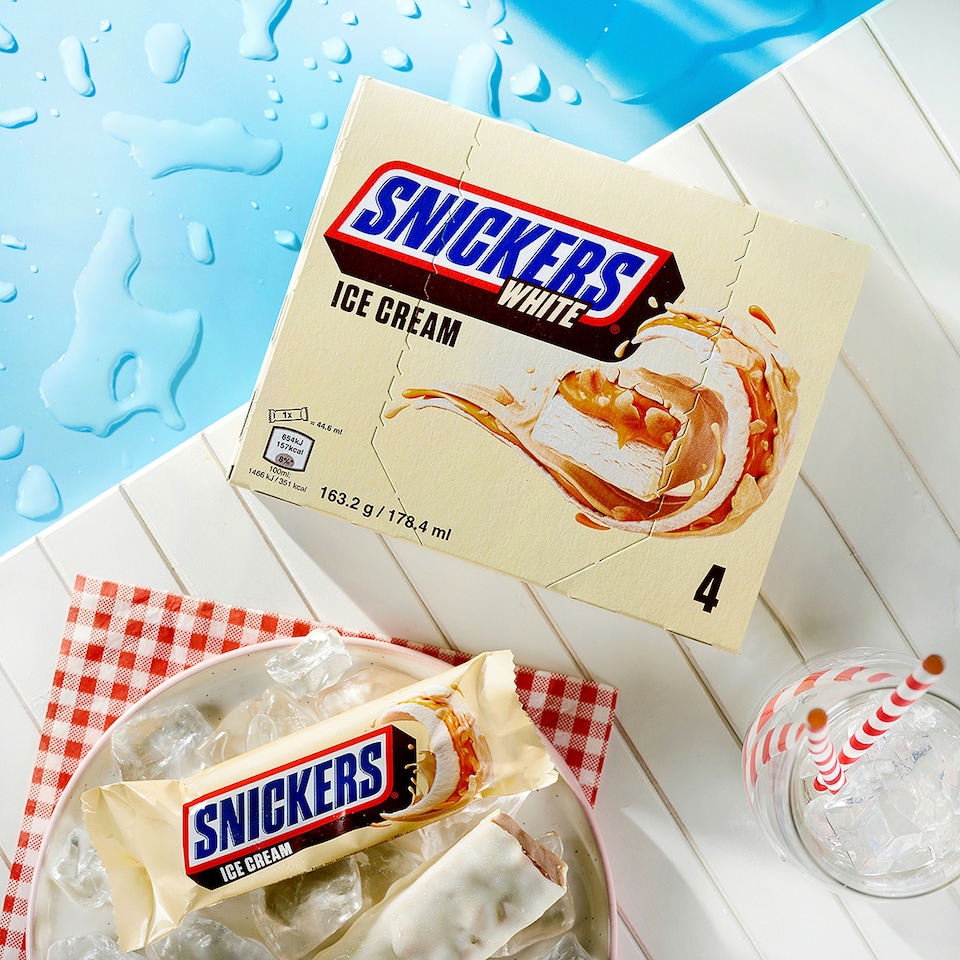 image 1 of Snickers White Ice Cream Bars 4x40.8g
