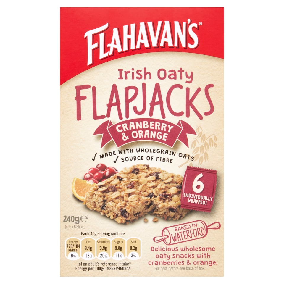 Flahavans Flapjacks Cranberry 6X40g