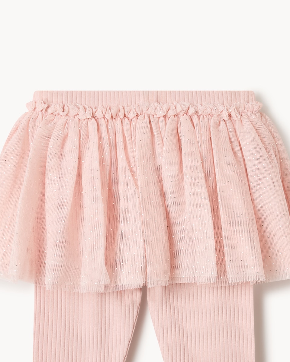 image 1 of F&F Baby Embroidered Sweatshirt and Tutu Leggings Set in Pink