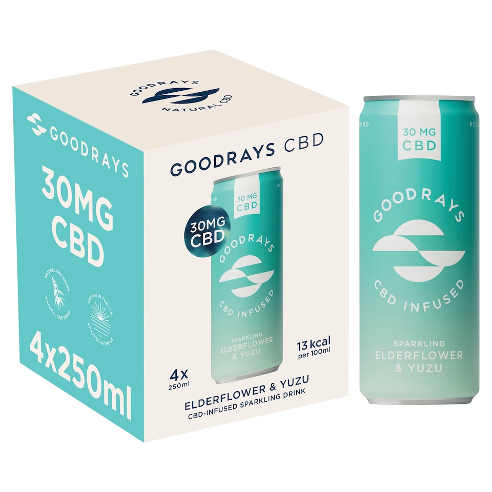 Goodrays Natural Cbd Elderflower & Yuzu Drink 4 X 250Ml