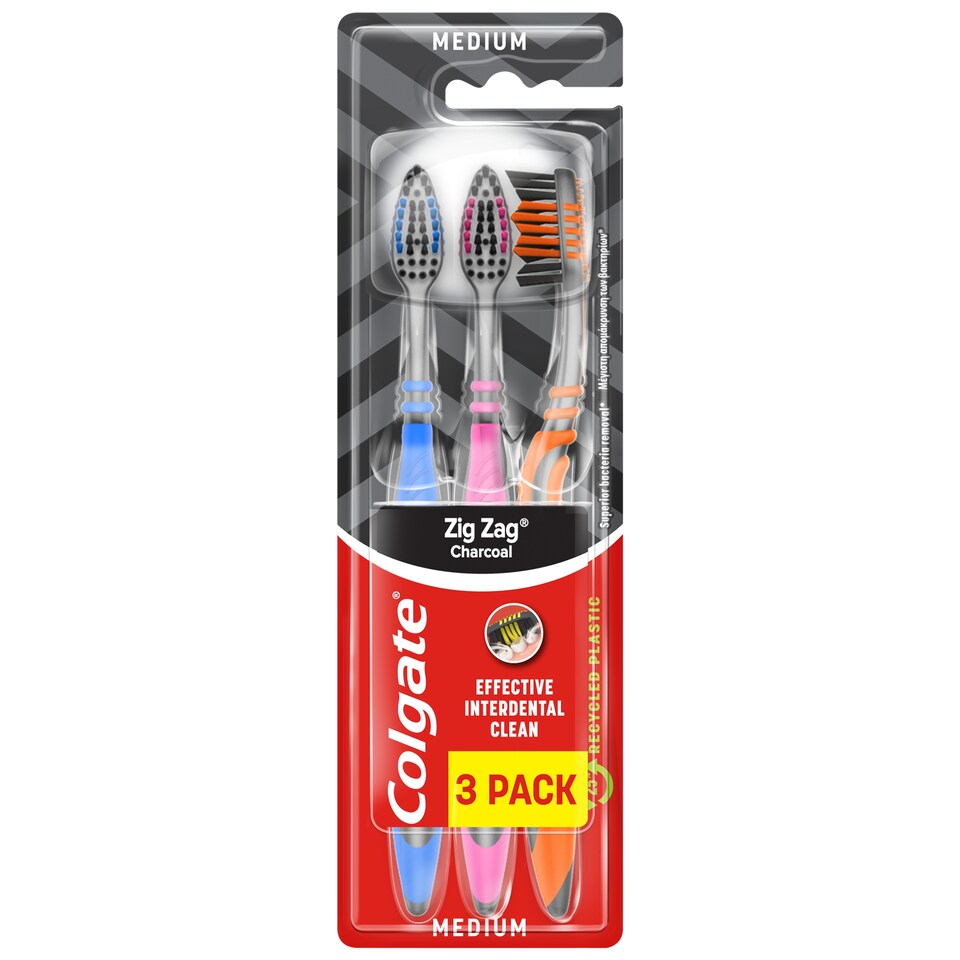 obrázok 1 z Colgate Zig Zag Charcoal zubná kefka stredná 3ks