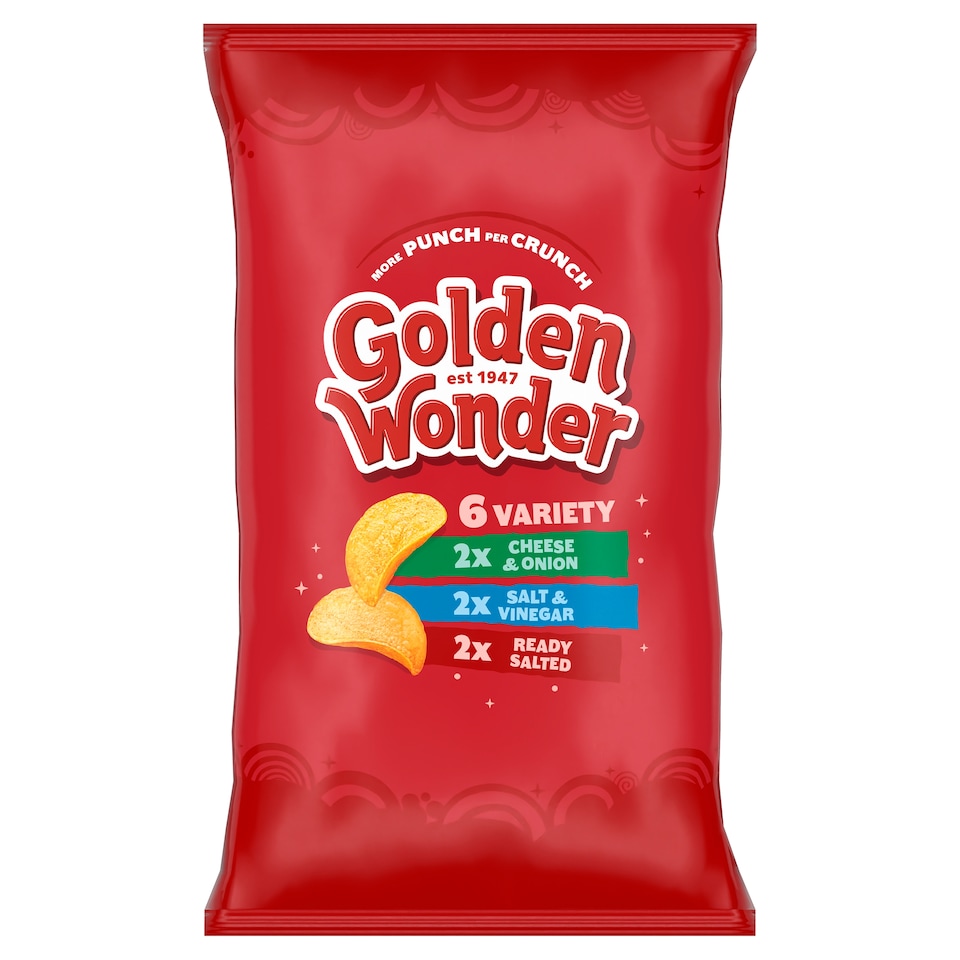 Golden Wonder Variety Crisps 6X25g