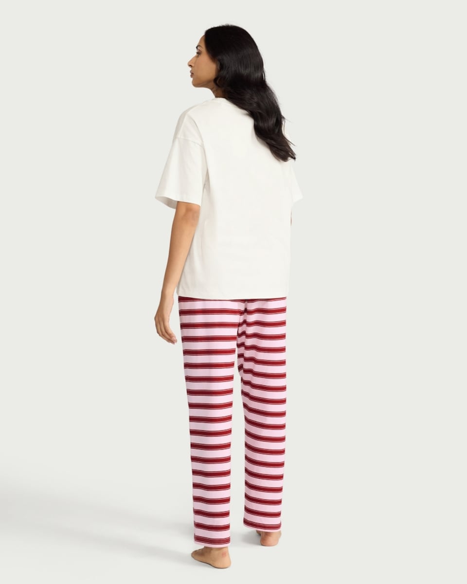 image 1 of F&F 2-Piece Pure Cotton Lucky Streak Pyjama Set in Multi