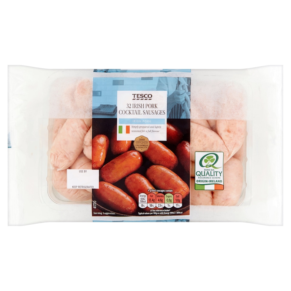 Tesco 32 Irish Pork Cocktail Sausages 454G