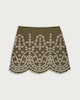 image 4 of F&F Pure Cotton Embroidered Co-ord Mini Skirt in Khaki
