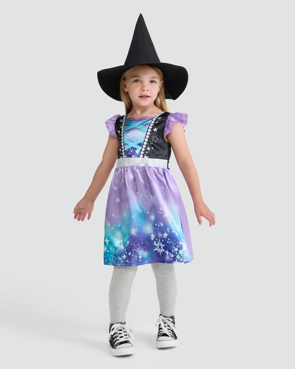 image 1 of F&F Girls 2-Piece Witch Fancy Dress Costume in Blue