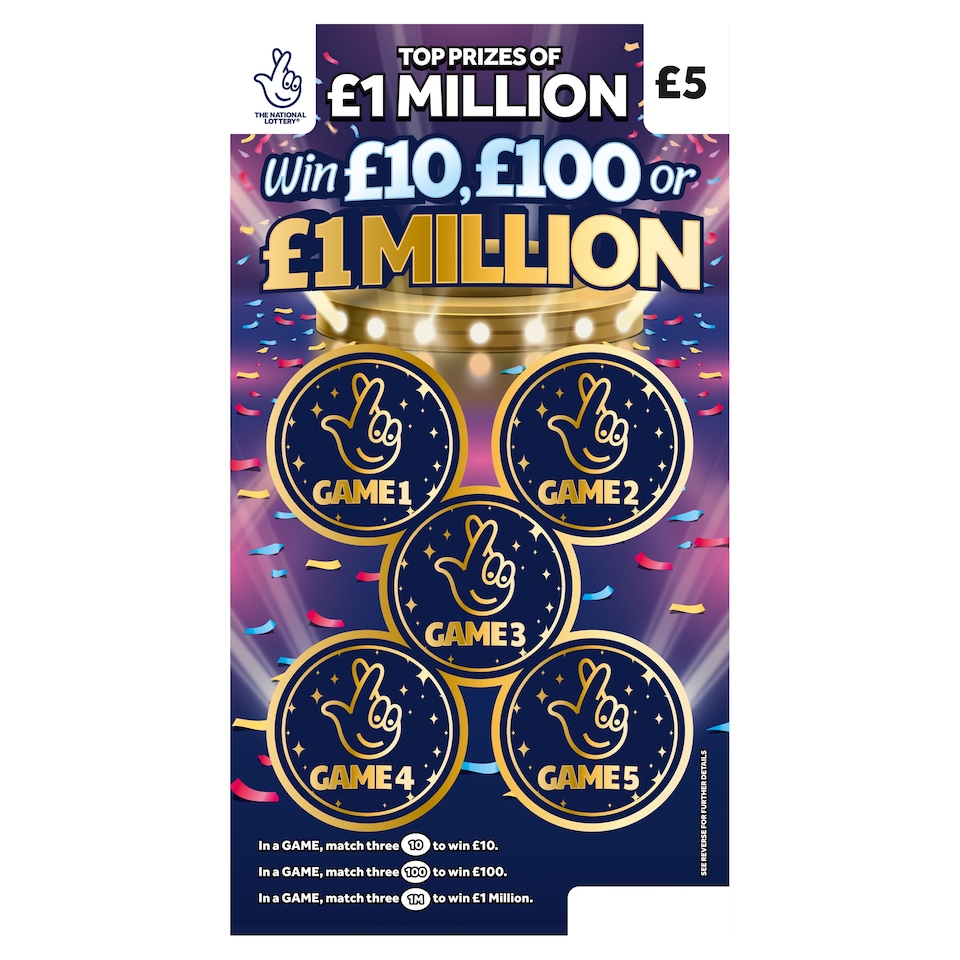 WIN £10, £100 OR £1 MILLION SCRATCHCARD