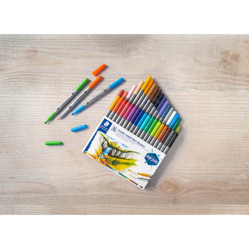 image 1 of Staedtler Double Ended Fibre Tip Pens 36 Pack