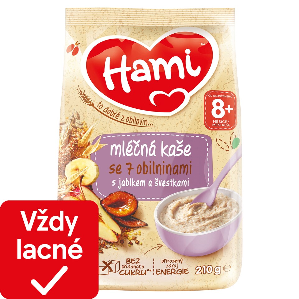 obrázok 1 z Hami mliečna kaša so 7 obilninami s jablkom a slivkami 210 g
