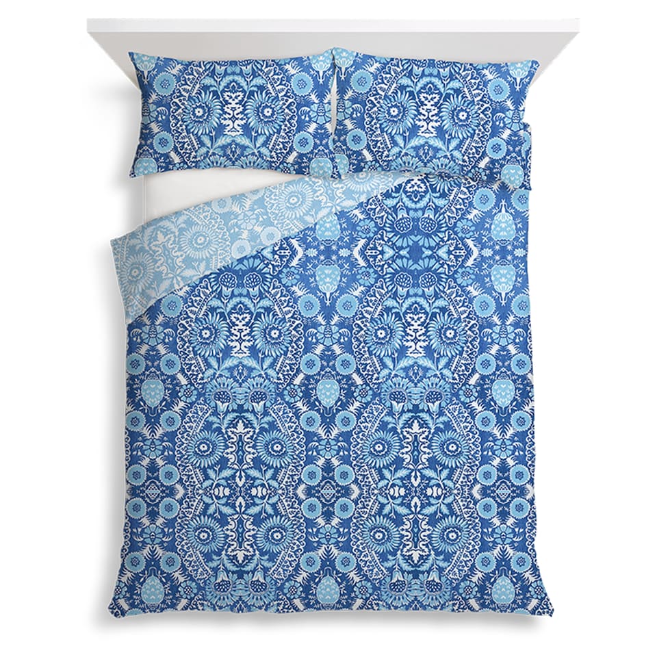 Tesco Marrakech Blue Damask Duvet Set Kingsize